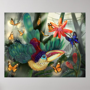 Curl Crested Aracari Toucan Poster