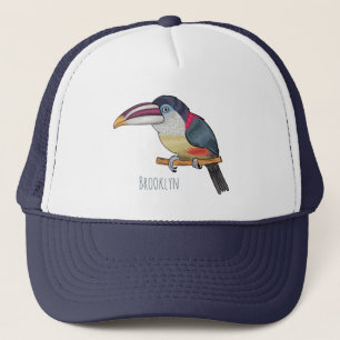 Curl crested aracari vogelschilderij cartoon trucker pet