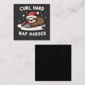 Curl Hard Nap Harder Curling Sport Luiaard Xmas Notitiekaartje (Voorkant / Achterkant)