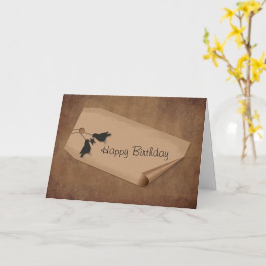 Curl Tag Crows Carte d'anniversaire (Fleur jaune)