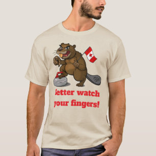 Curlende bever met vlag t-shirt