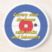 "Curlers schoon huis..." Sandstone Onderzetter - ( (Voorkant)