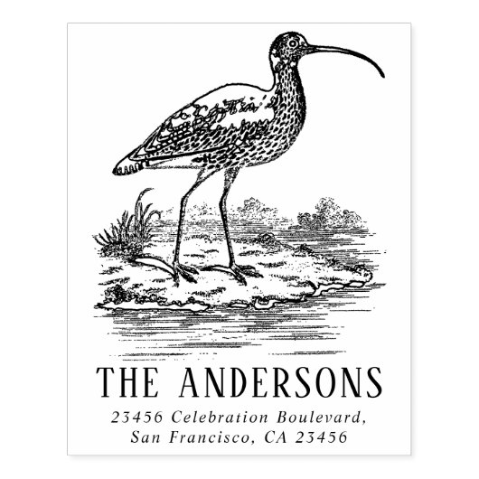  Curlew aangepaste familienaam retouradres Rubberstempel (Afrduk)
