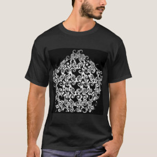 Curlicue Pentagon White op zwart T-shirt