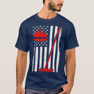 Curling-Amerikaanse vlag T-shirt