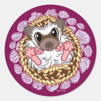 Curling Hedgehog gekleurd Ronde Sticker