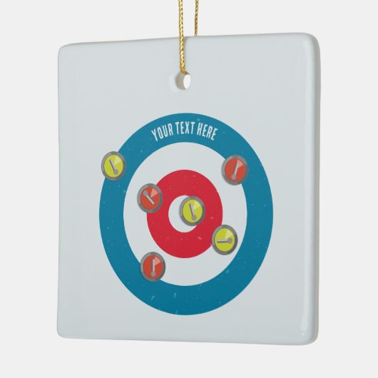 Curling Huis en curling stenen top uitzicht Keramisch Ornament (Links)