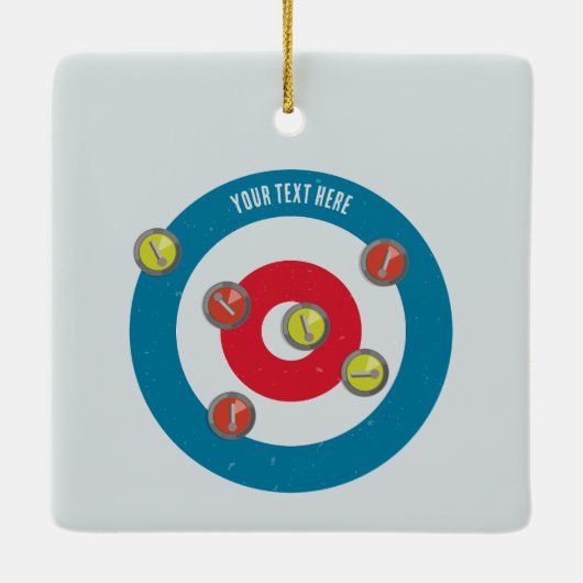 Curling Huis en curling stenen top uitzicht Keramisch Ornament (Achterkant)