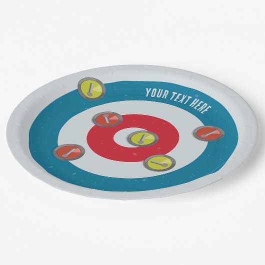 Curling Huis en curling stenen top uitzicht Papieren Bordje (Gekanteld)