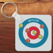 Curling Huis en curling stenen top uitzicht Sleutelhanger (Voorkant)