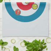 Curling Huis en curling stenen top uitzicht Theedoek (Gevouwen)