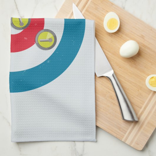 Curling Huis en curling stenen top uitzicht Theedoek (Quarter Fold)