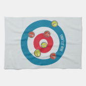 Curling Huis en curling stenen top uitzicht Theedoek (Horizontaal)