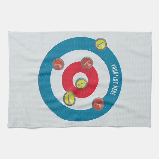 Curling Huis en curling stenen top uitzicht Theedoek (Horizontaal)