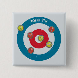 Curling Huis en curling stenen top uitzicht Vierkante Button 5,1 Cm