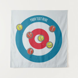 Curling Huis en curling stenen top uitzicht Wandkleed