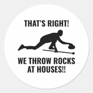 Curling Ijssport Stenen bezem Ronde Sticker