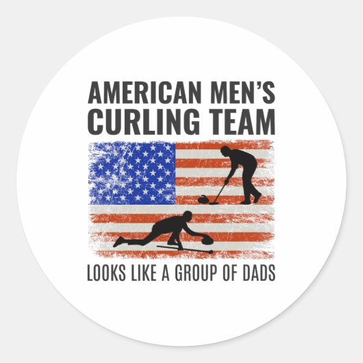 Curling Ijssport Stenen bezem Ronde Sticker (Voorkant)
