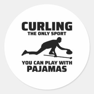 Curling Ijssport Stenen bezem Ronde Sticker