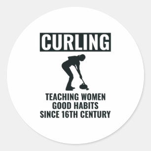Curling Ijssport Stenen bezem Ronde Sticker