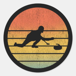 Curling Ijssport Stenen bezem Ronde Sticker