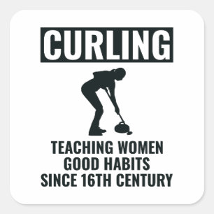 Curling Ijssport Stenen bezem Vierkante Sticker