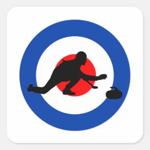 Curling Ijssport Stenen bezem Vierkante Sticker