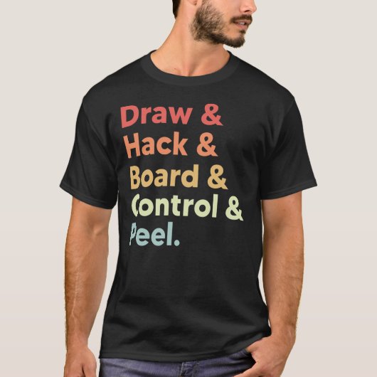 Curling meme draw hack board control peel retro t-shirt (Voorkant)