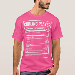 Curling Player Funny Curling Nutrition Label voor  T-shirt