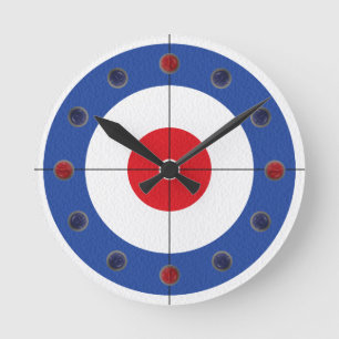 Curling Rock Marker Clock- (Blue) Ronde Klok