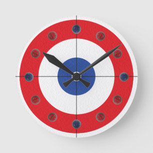 Curling Rock Marker Clock- (rood) Ronde Klok