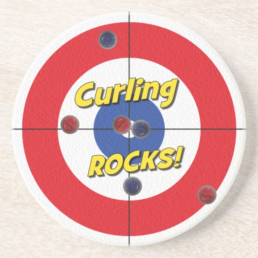 "Curling ROCKS !"' Dessous de verre de grès - (Rou (Devant)