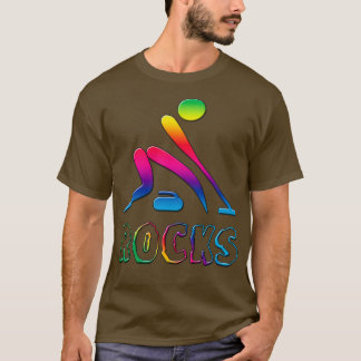 Curling Rocks Rainbow Curler Gift T-shirt