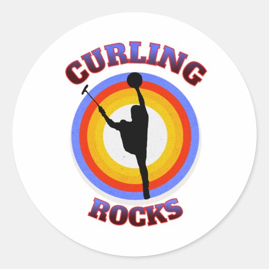 Curling Rocks Ronde Sticker (Voorkant)