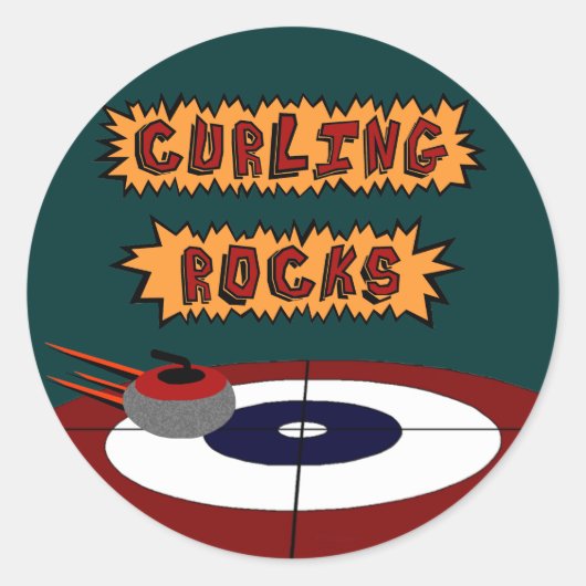 Curling Rocks Ronde Sticker (Voorkant)