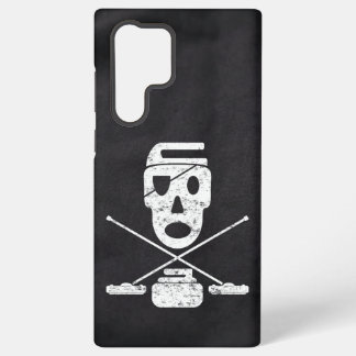 Curling Skull & Brooms Jolly Roger Samsung Galaxy Hoesje