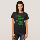 Curling Speler Grappige Pyjama Kerstmis T-shirt (Voorkant volledig)