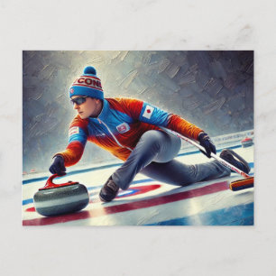 Curling Speler Sportsporter Briefkaart