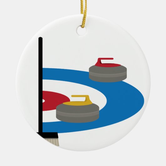 Curling Sport Keramisch Ornament (Voorkant)
