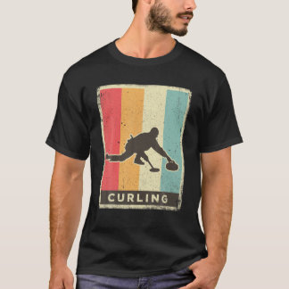  Curling Sport Retro Poster T-shirt