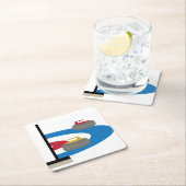 Curling Sport Vierkante Kartonnen Onderzetter (Insitu)