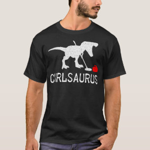 Curling Stone Curler Player Ice Winter Sports Dino T-shirt