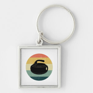 Curling Sweep Winter Ice Sport Retro Sleutelhanger