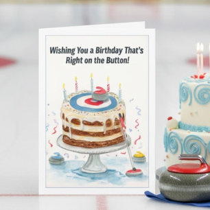 Curling Thema Verjaardagstaart Kaart
