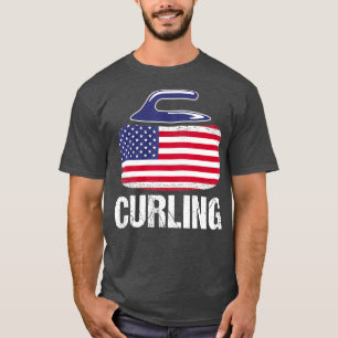 Curling USA Rood Wit Blauw Curling Stone Vlag T-shirt