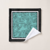 Curls Design Aqua Noir Blanc Serviettes de bain En (Gant de toilette)