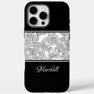 Curls Design Black en White iPhone 16 Pro Max Hoesje