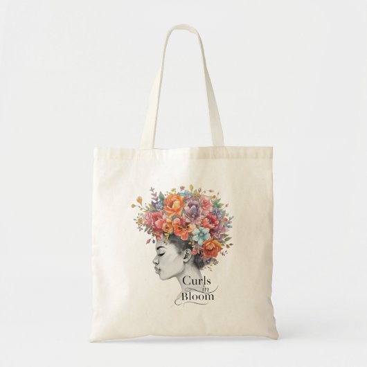 "Curls in Bloom" Lente Bloem Custom Grafische Tote Bag (Voorkant)