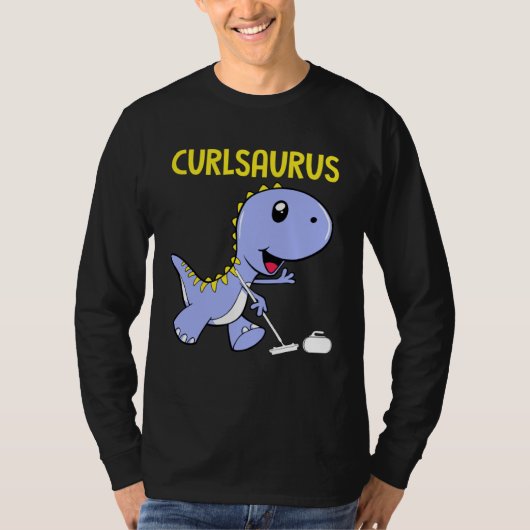 Curlsaurus Dinosaur Curling Sport Costume T-shirt (Voorkant)