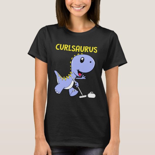 Curlsaurus  Dinosaur  Curling Sport Costume T-shirt (Voorkant)